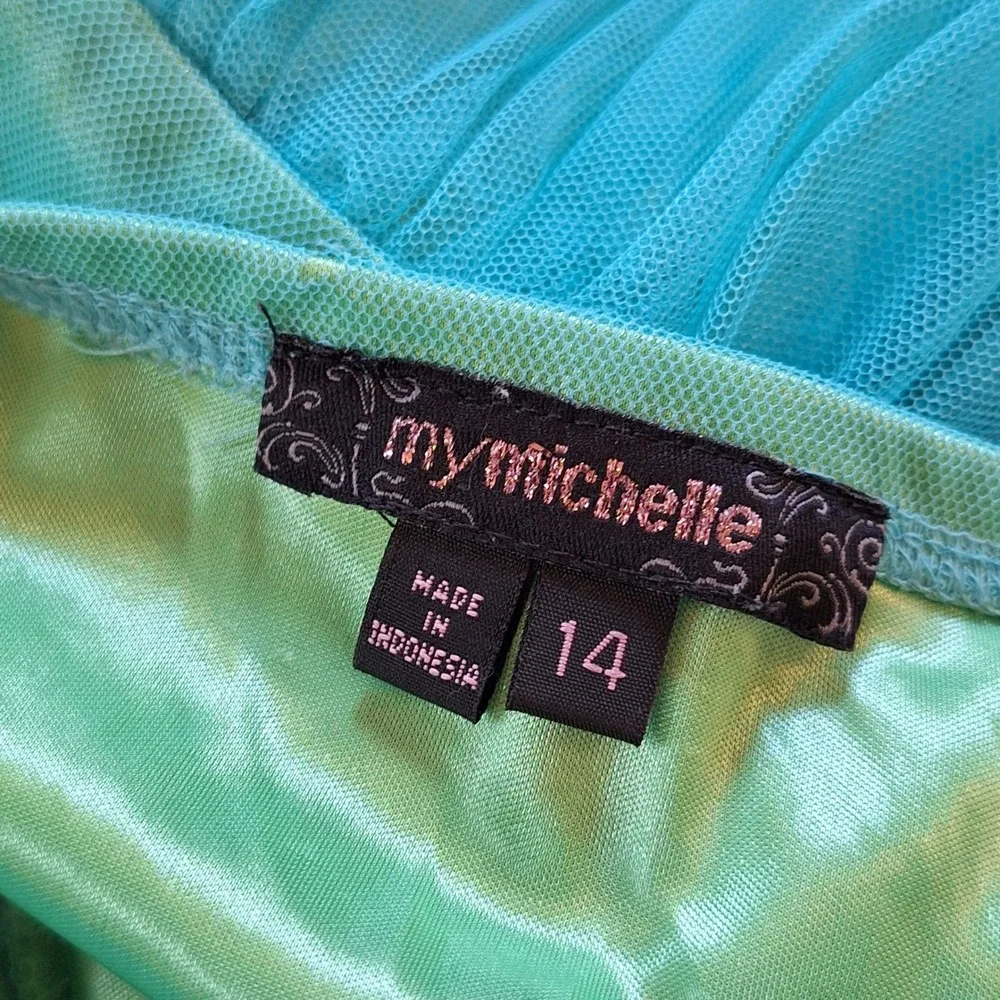 My Michelle Babydoll Fairy Jewel Mermaid Vtg Y2K Juniors Mesh  Layer Dress 14